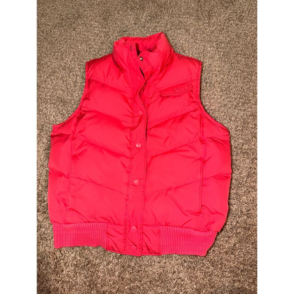Gap Kids Red Puffer Vest Quilted Snap Front Mock Neck Size S (727)